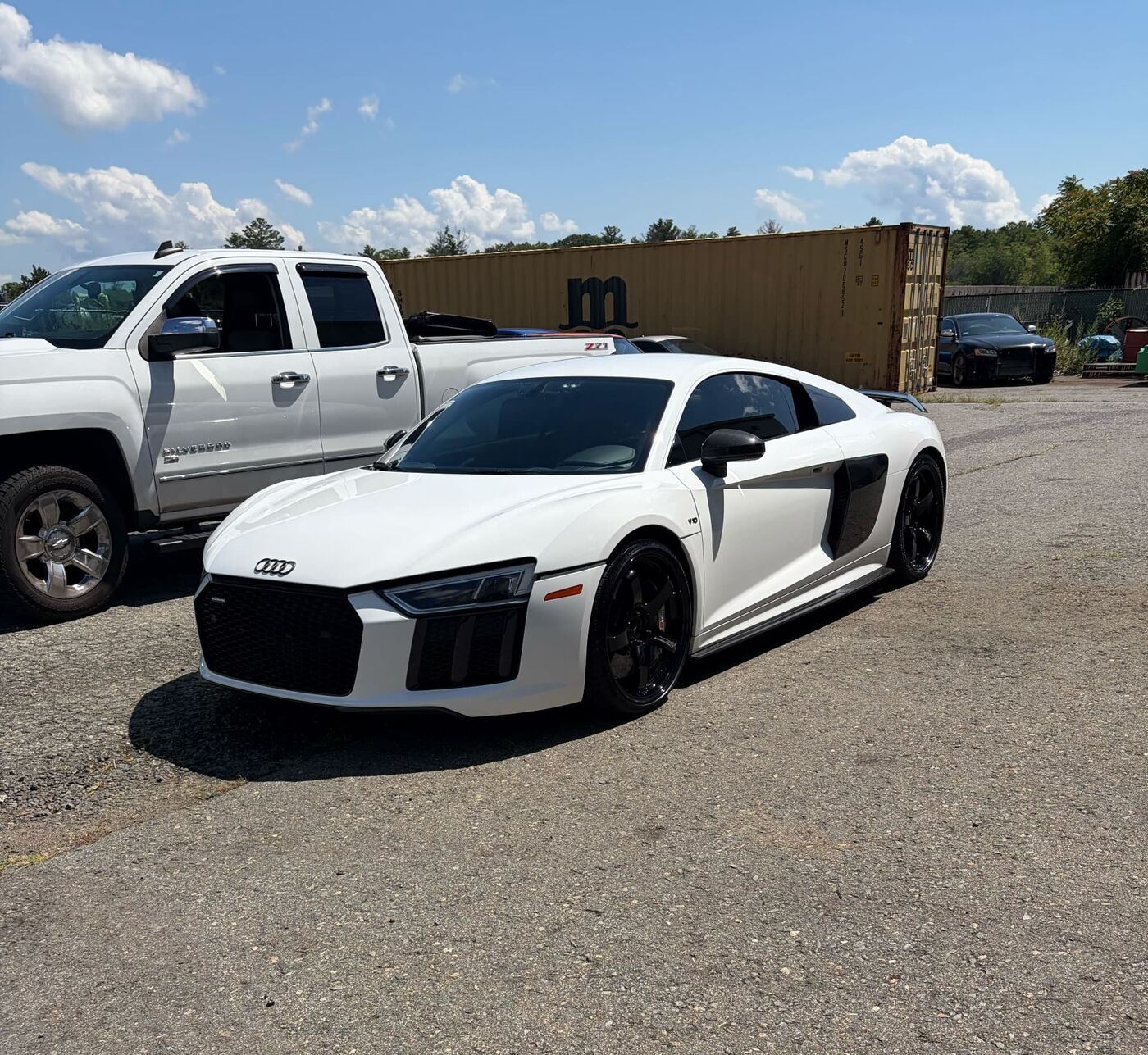 White Audi R8 with glossy freshly detailed paint